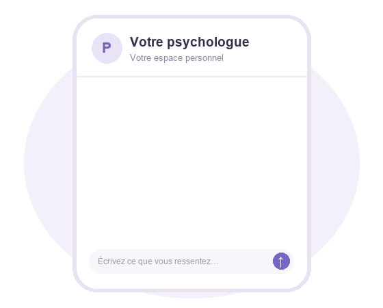 Illustration d’un échange par messages avec votre psychologue.
